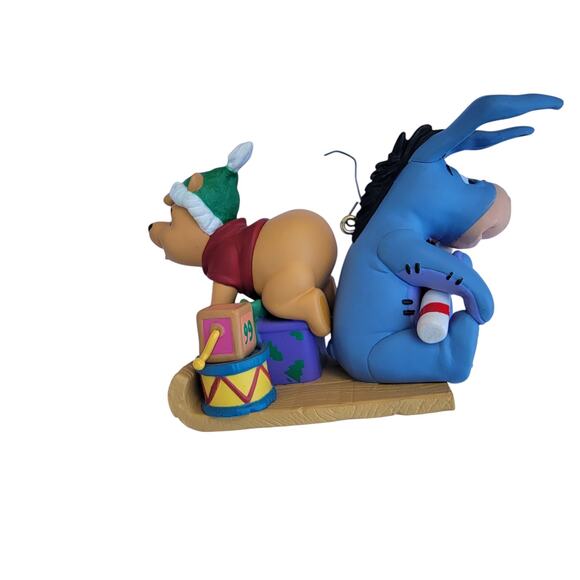 Vintage Winnie the Pooh & Eeyore Christmas Ornament on Sled Disney 2000s - Picture 3 of 10